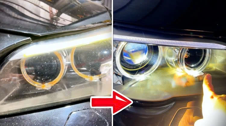 BMW đèn vàng, mặt đèn mờ đục khắc phục thế nào? Có cần thay cả cụm đèn không?